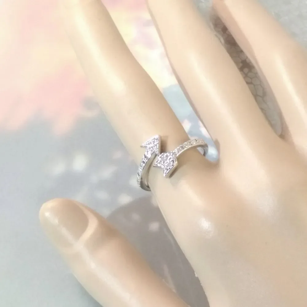 Sterling Silver Arrow Ring with Diamond Accents Size 7
